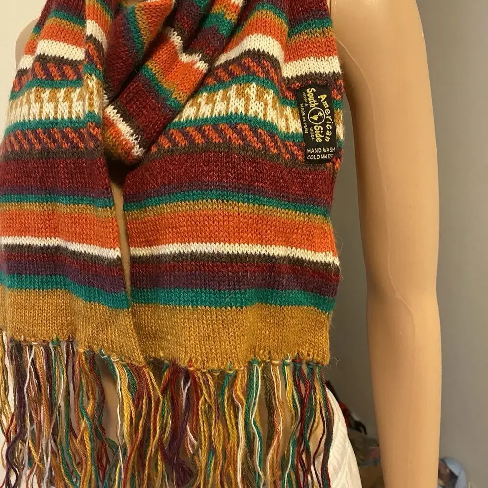 American South Side Alpaca Wool Modern Cozy Colorful Scarf Wrap Luxury Boho 72x7